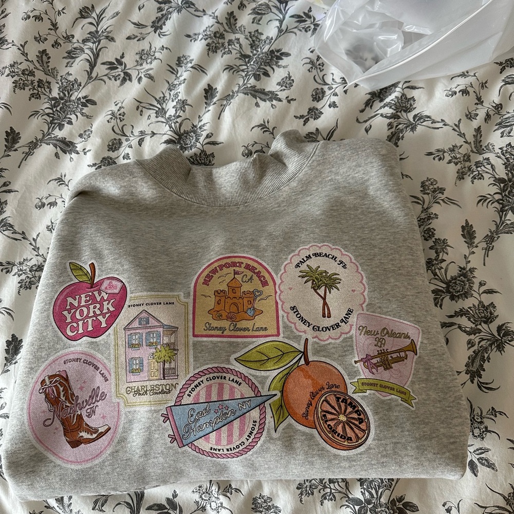 Stoney Clover Lane X Parke Palm Beach Mock Sweatshirt New Never Worn XL